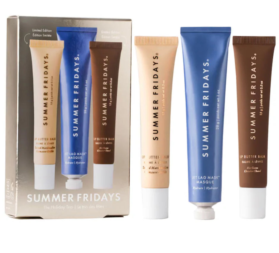 Summer Fridays The Holiday Trio Set with Lip Butter Balm in Hot Cocoa & Toasted Marshmallow 3 pzas