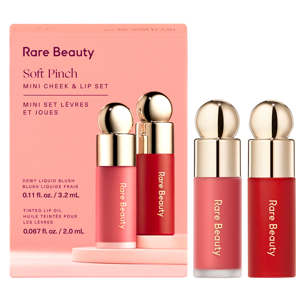 PRE ORDEN Rare Beauty by Selena Gomez
Mini Soft Pinch Liquid Blush and Lip Oil Set 2 pzas