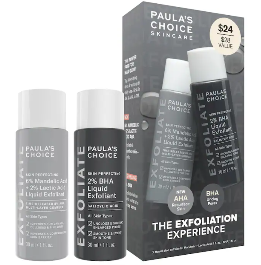 PRE ORDEN Paula's Choice The Exfoliation Experience Kit with 2% BHA + 6% Mandelic Acid AHA 2 pzas