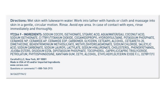 CeraVe SA Cleanser Bar for Rough & Bumpy Skin 128 gr