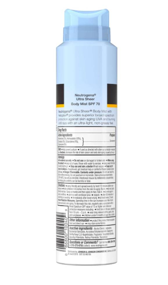 Neutrogena Ultra Sheer Lightweight Sunscreen Spray, SPF 70 141 gr