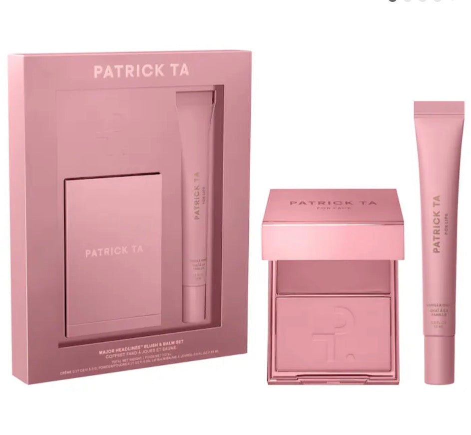 PRE ORDEN Patrick Ta Major Headlines Double-Take Crème & Powder Blush Duo & Lip Balm Makeup Gift Set