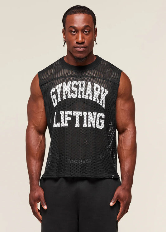 Gymshark Mesh Oversized Tank Black