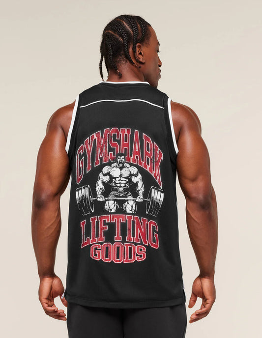 Gymshark Graphic Basketball Mesh Tank Black