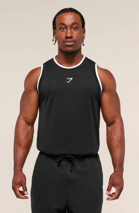 Gymshark Graphic Basketball Mesh Tank Black