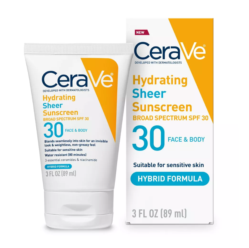 CeraVe Hydrating Sheer Face and Body Sunscreen SPF 30 89 ml